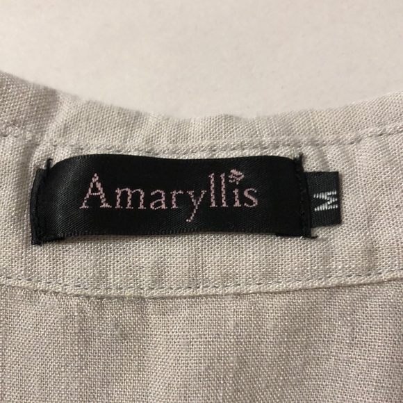 Amaryllis Light Beige Oatmeal Linen Cotton Button-Up Long Sleeve Shirt Medium - Picture 9 of 10